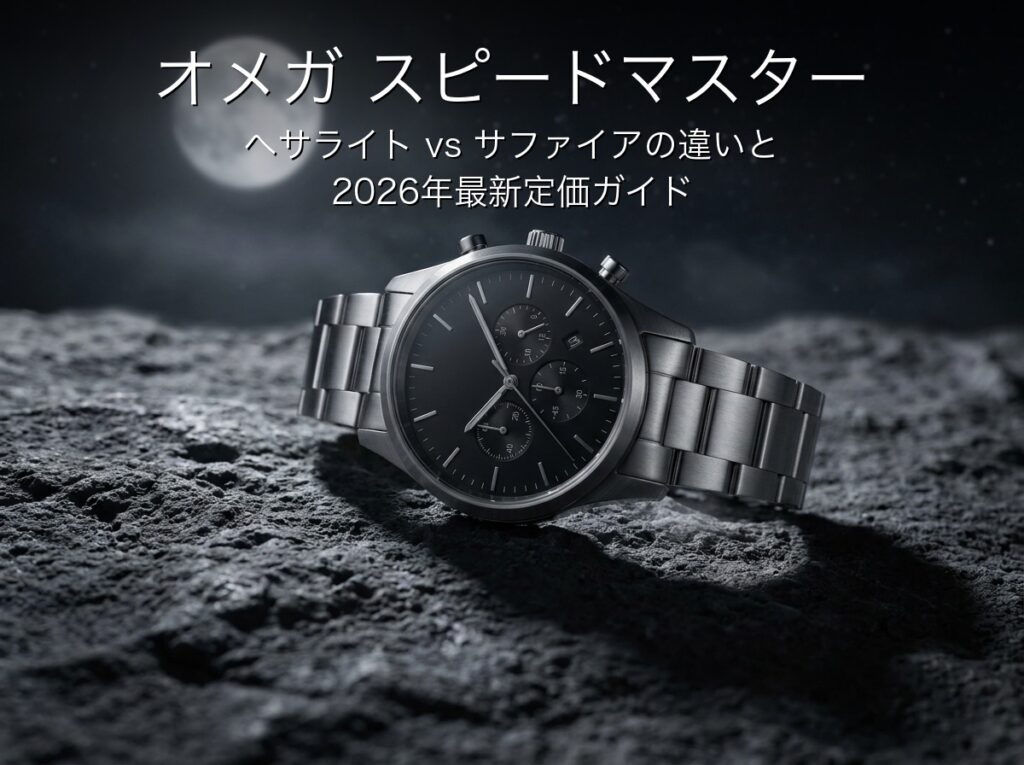 月面をイメージした背景にオメガ スピードマスターの選び方ガイドのタイトル