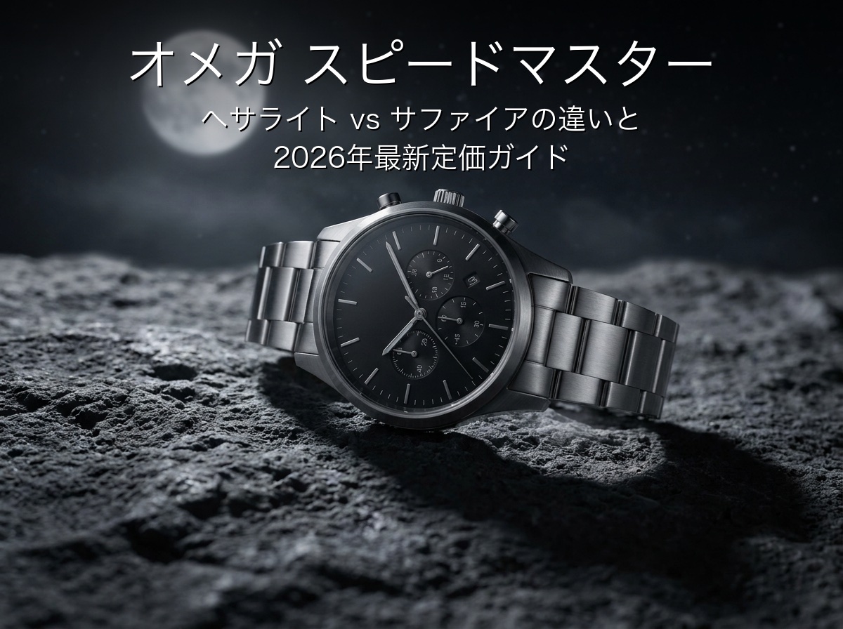 月面をイメージした背景にオメガ スピードマスターの選び方ガイドのタイトル